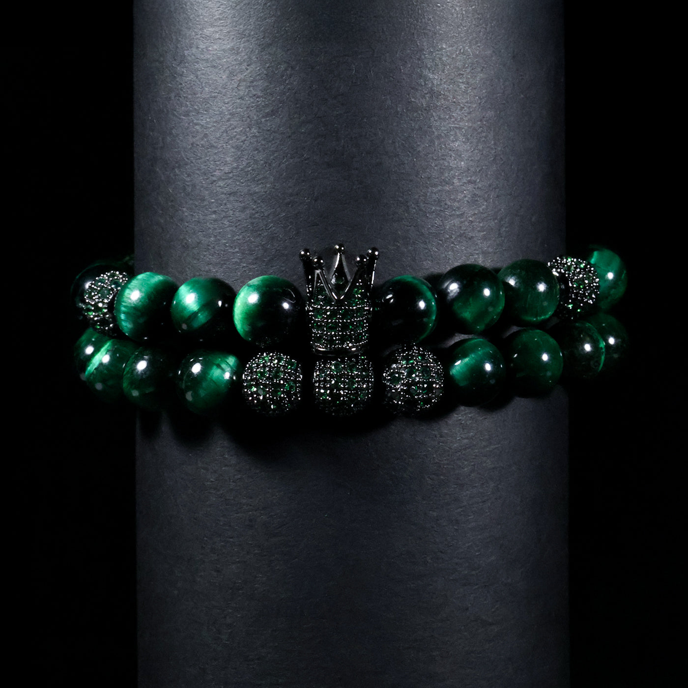 OZO Crown Green Tiger Eye Double Bracelet
