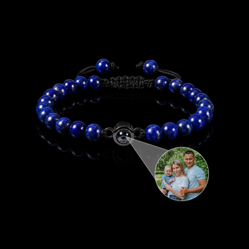 Personalized Lapis Lazuli Photo Projection Bracelet