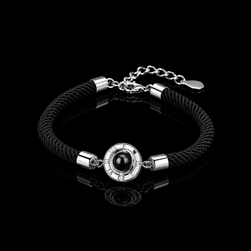 Personalized Black Rope Photo Projection Bracelet