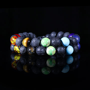 Seven Chakra Lava Stone Bracelet – Energy Balance & Natural Healing Edition