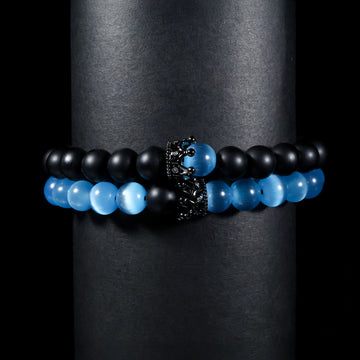 OZO Crown Blue Cat’s Eye Double Bracelet