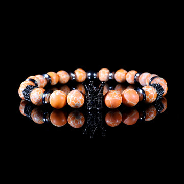 Imperial Ember Bracelet – Cracked Orange Stone Crown Edition