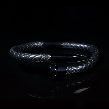 Black Braided Leather Hook Bracelet – Refined Strength