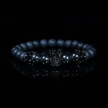 Midnight Crown Bracelet – Matte Black & Gunmetal Luxury Edition