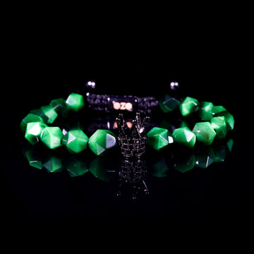 Crown Diamond-Cut Green Stone Bracelet