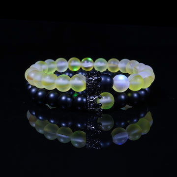 Luminous Frost Bracelet Set – Glow Yellow & Matte Black Crown Edition