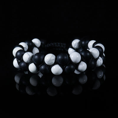 Monochrome Matrix Woven Bracelet – Black Onyx & White Howlite Edition8