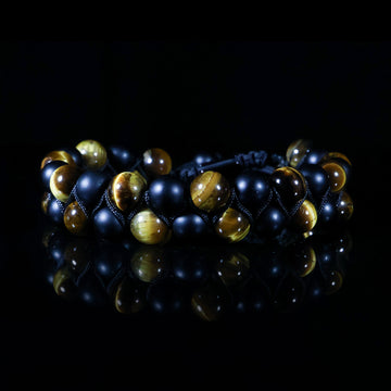 Volcanic Tiger Power Bracelet – Tiger Eye & Lava Stone Woven Edition