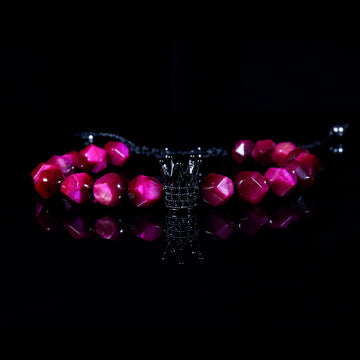 Crown Diamond-Cut Pink Stone Bracelet