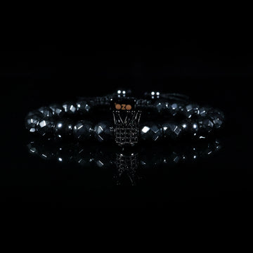 Crown Diamond-Cut Black Stone Bracelet