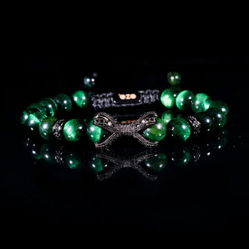 X Emerald Green Stone Bracelet