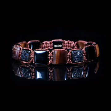 OZO Square Tiger Eye & Onyx Macramé Bracelet