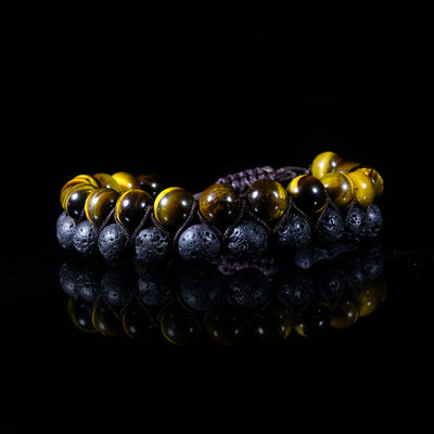 Volcanic Tiger Bracelet – Lava Stone & Golden Tiger Eye Edition