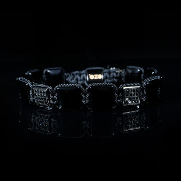 OZO Square Black Onyx Macramé Bracelet