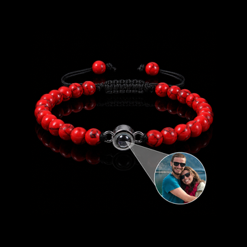 Personalized Red Howlite Photo Projection Bracelet