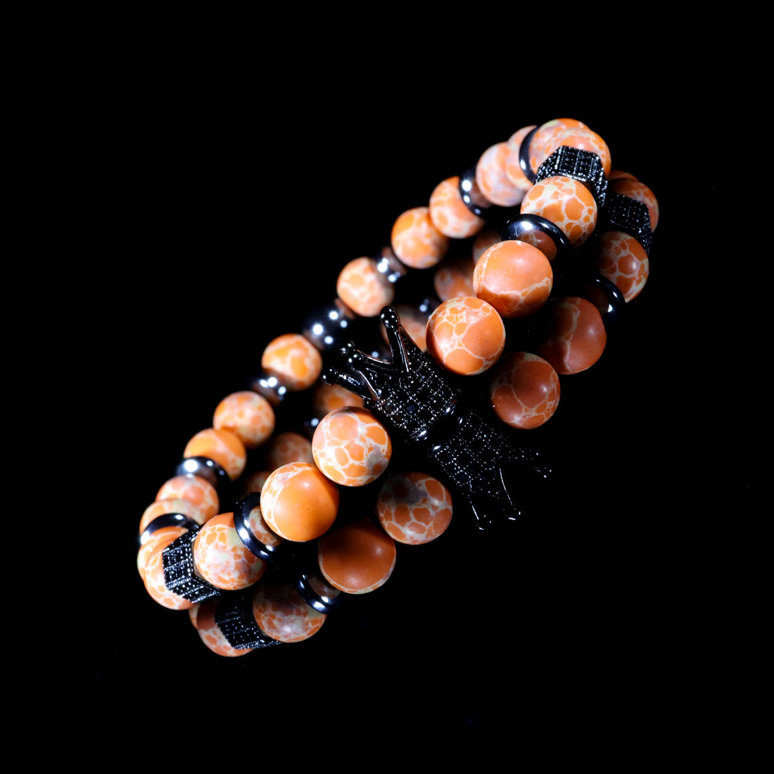 Imperial Ember Bracelet – Cracked Orange Stone Crown Edition