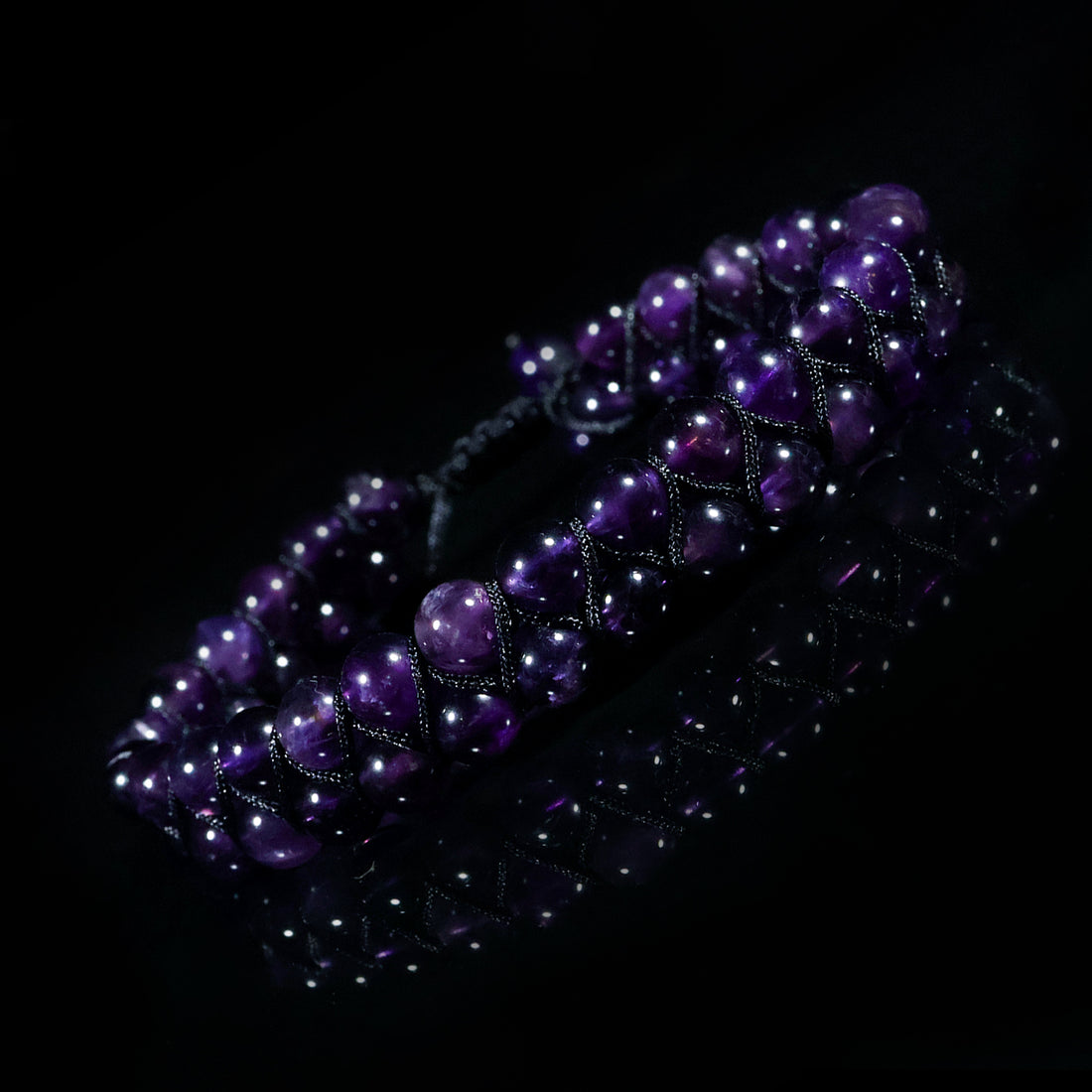 Amethyst Noir Macramé Bracelet