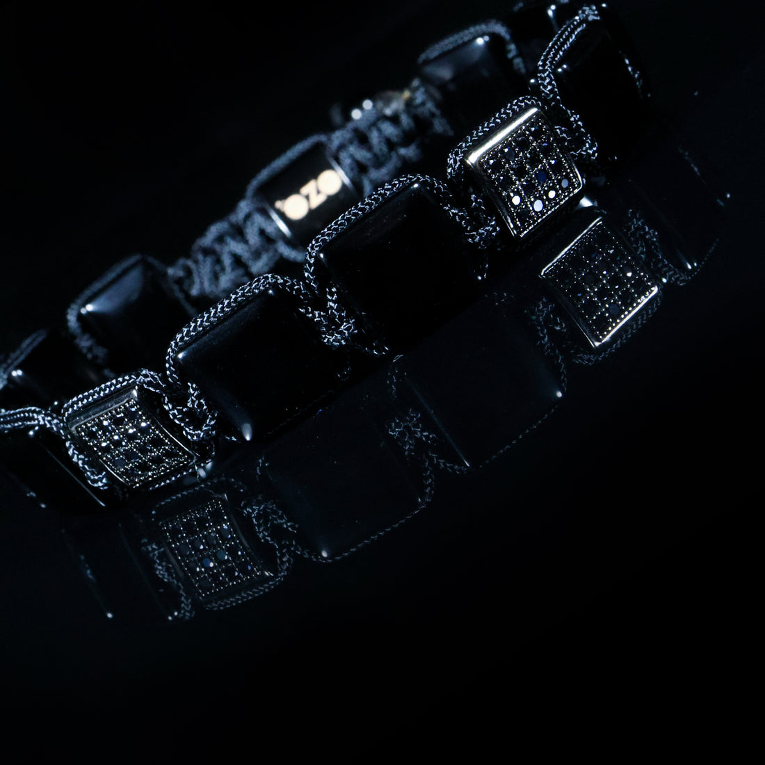 OZO Square Black Onyx Macramé Bracelet