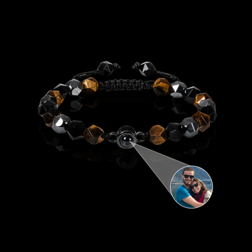 Custom Photo Projection Bracelet – Tiger Eye, Black Onyx & Hematite