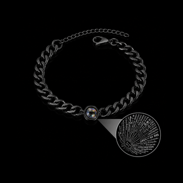 Personalized Black Stainless Steel Photo Projection Chain Bracelet