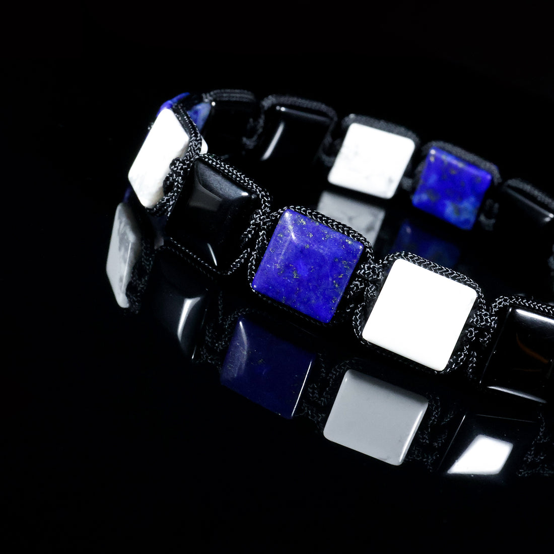 OZO Square Trinity Stone Macramé Bracelet