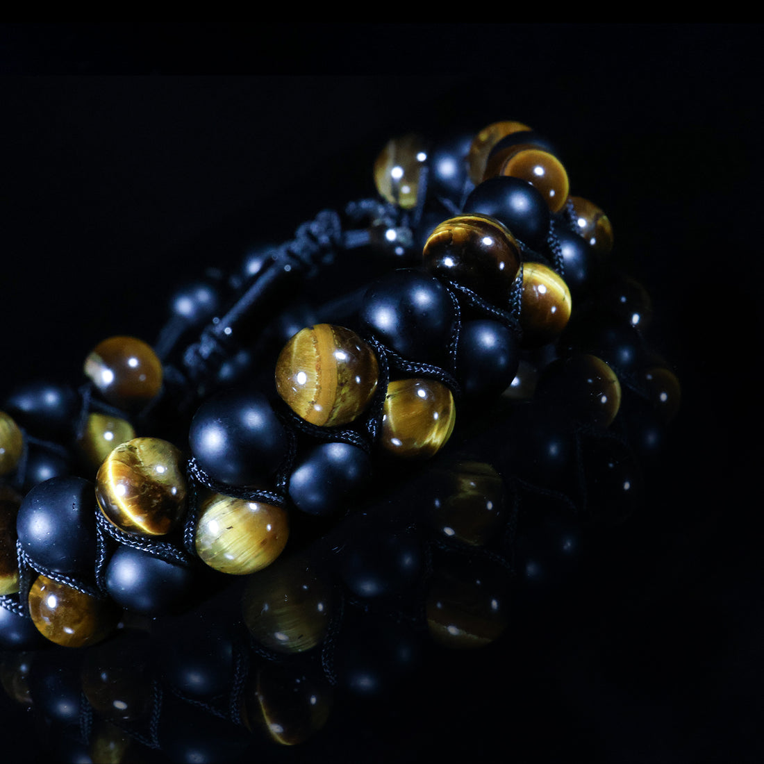 Volcanic Tiger Power Bracelet – Tiger Eye & Lava Stone Woven Edition