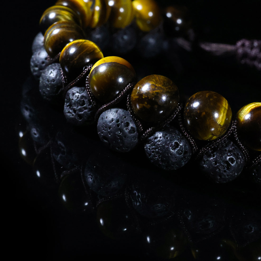 Volcanic Tiger Bracelet – Lava Stone & Golden Tiger Eye Edition