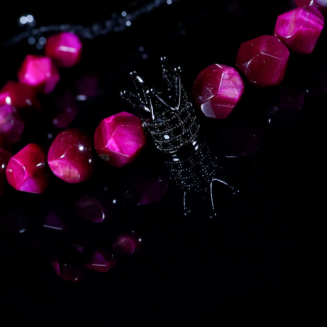 Crown Diamond-Cut Pink Stone Bracelet