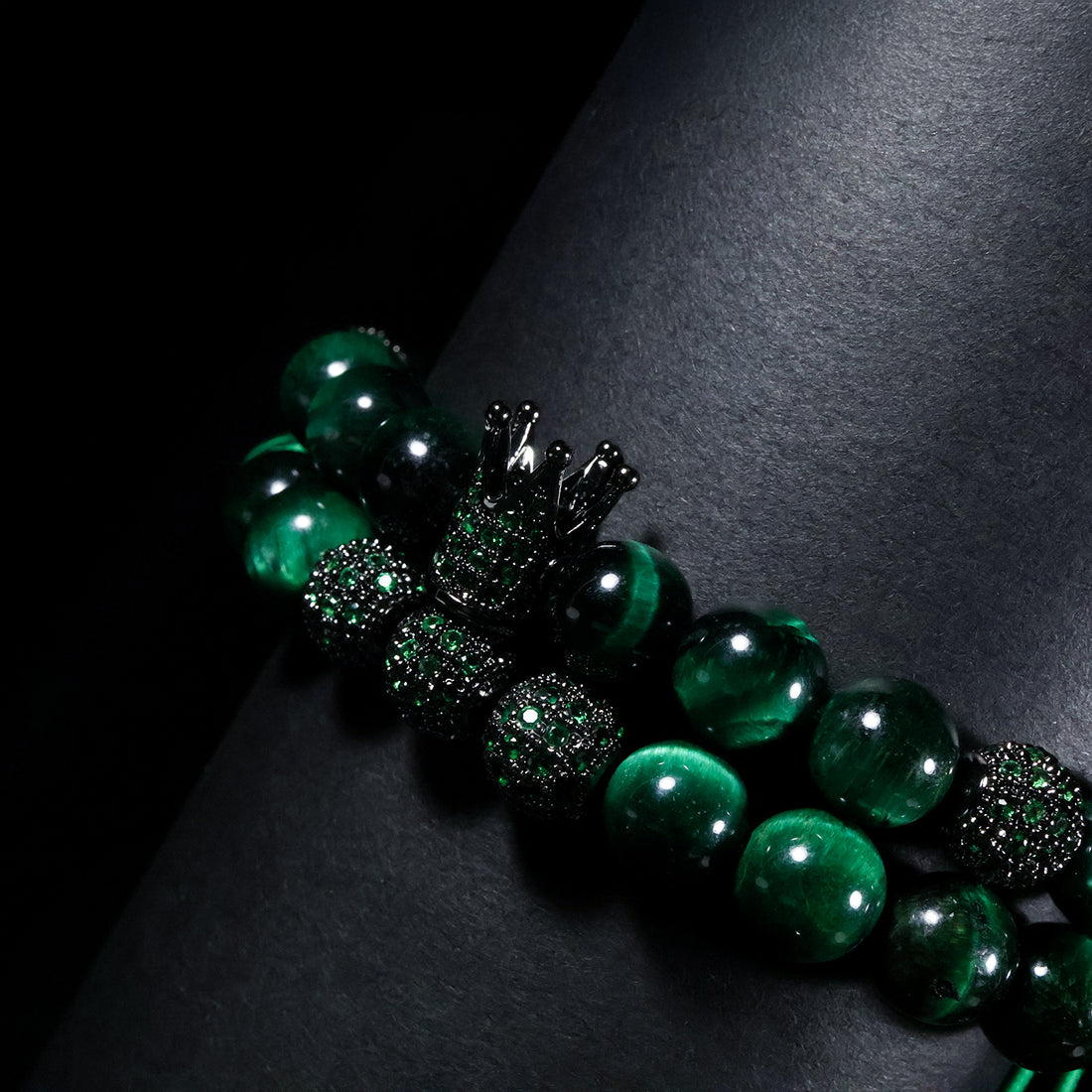 OZO Crown Green Tiger Eye Double Bracelet