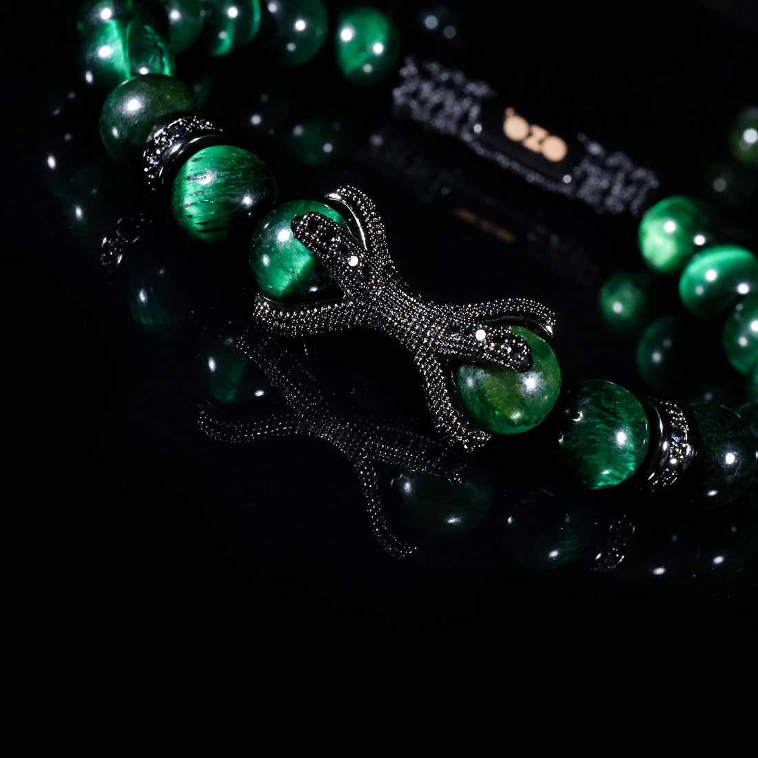 X Emerald Green Stone Bracelet