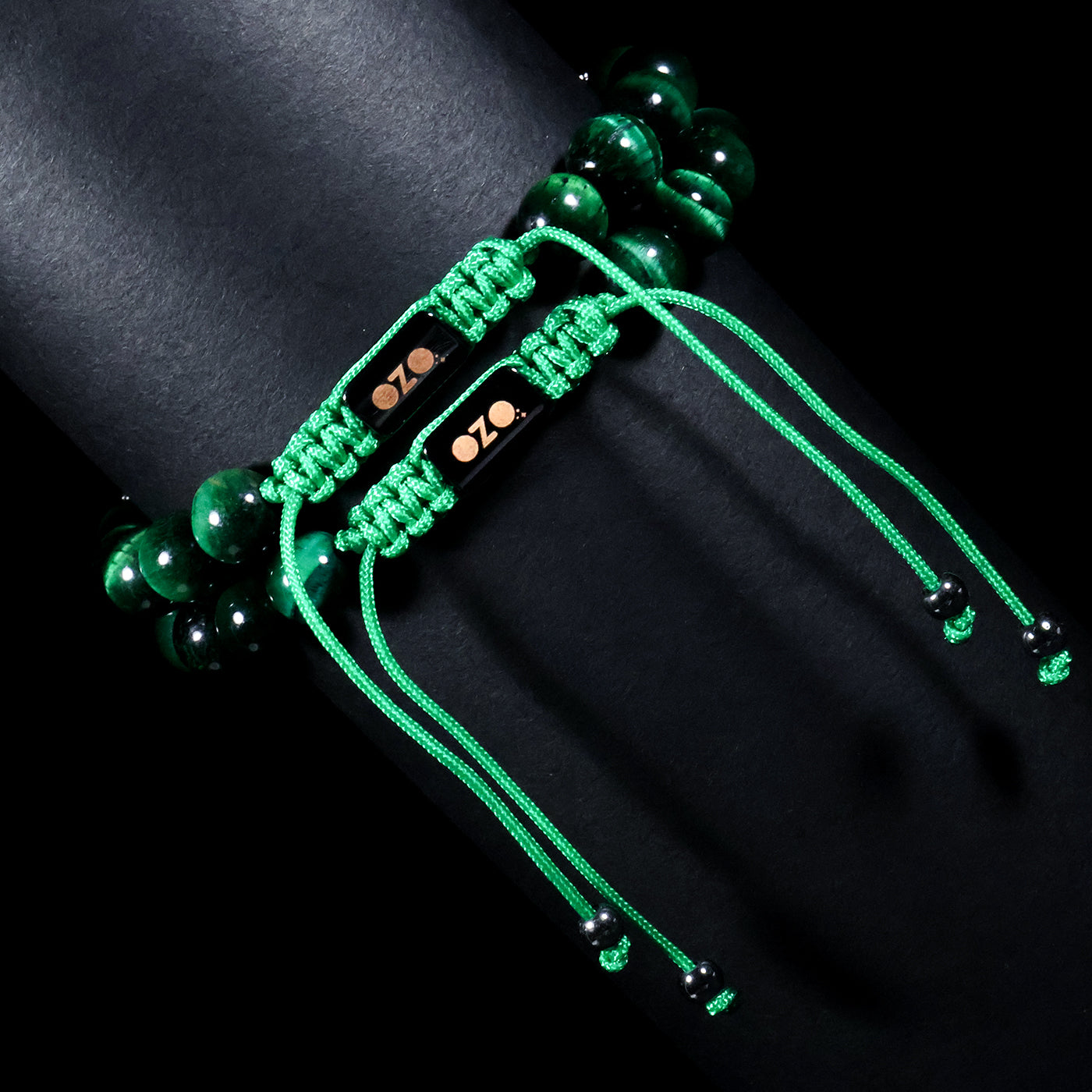 OZO Crown Green Tiger Eye Double Bracelet