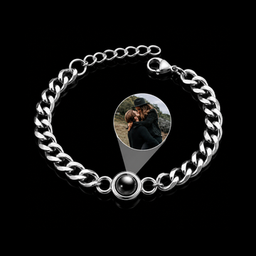 Personalized Silver Stainless Steel Photo Projection Chain Bracelet
