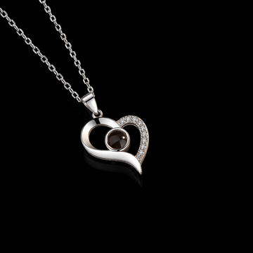 Personalized Silver Heart Photo Projection Necklace