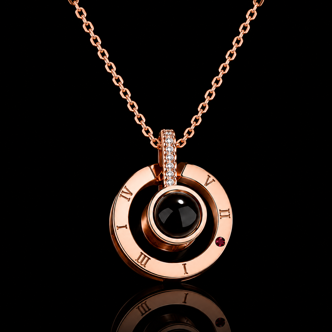Personalized Rose Gold Photo Projection Necklace