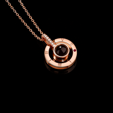 Personalized Rose Gold Photo Projection Necklace