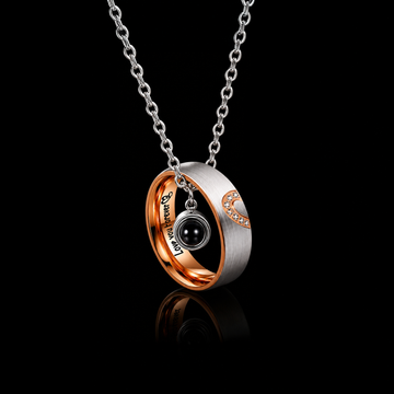 Personalized Forever Love Two-Tone Photo Projection Necklace