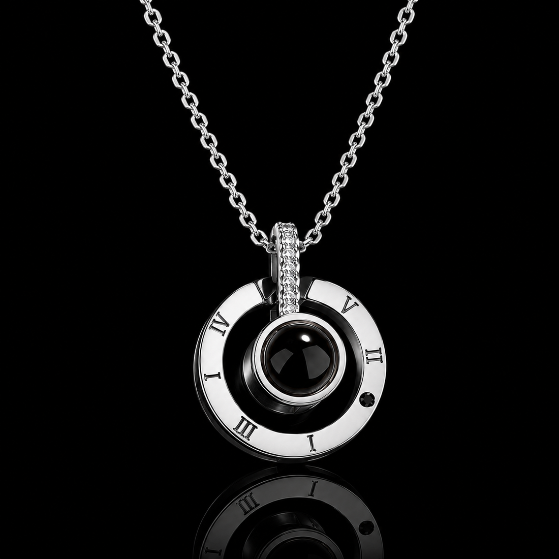 Personalized Silver Photo Projection Necklace