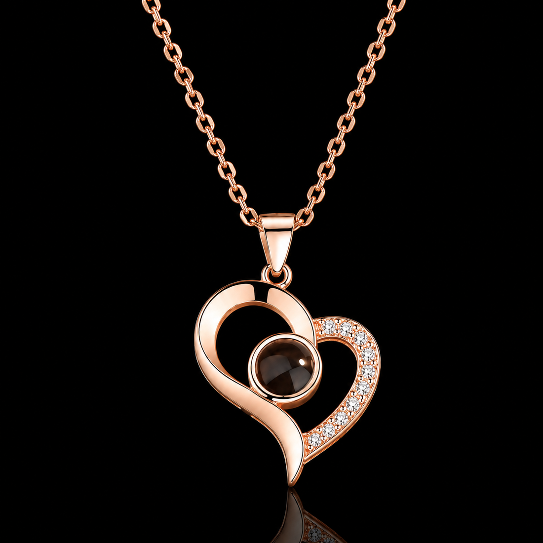 Personalized Rose Gold Heart Photo Projection Necklace
