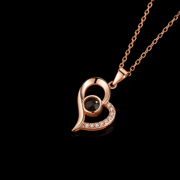 Personalized Rose Gold Heart Photo Projection Necklace