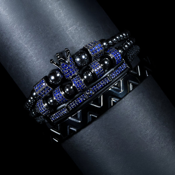 Royal Blue Crown Bracelet Set – Premium Men’s Luxury Stack (6MM & 8MM)