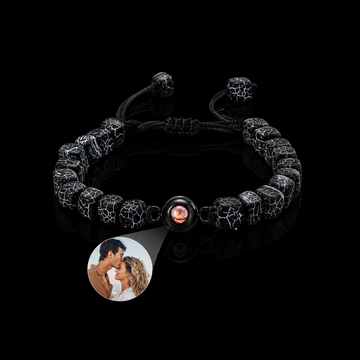 Personalized Black Frosted Agate Photo Projection Bracelet