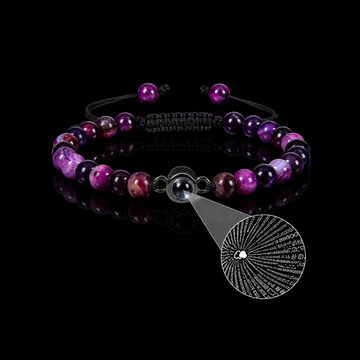 Personalized Purple Agate Photo Projection Bracelet