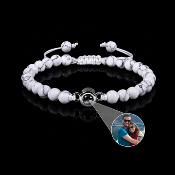 Personalized White Howlite Photo Projection Bracelet