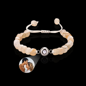 Personalized Champagne Frosted Agate Photo Projection Bracelet